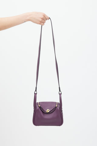 Hermès 2022 Cassis & Bleu Royal Swift Leather Mini Lindy Bag