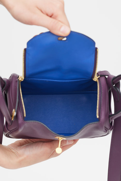 Hermès 2022 Cassis & Bleu Royal Swift Leather Mini Lindy Bag