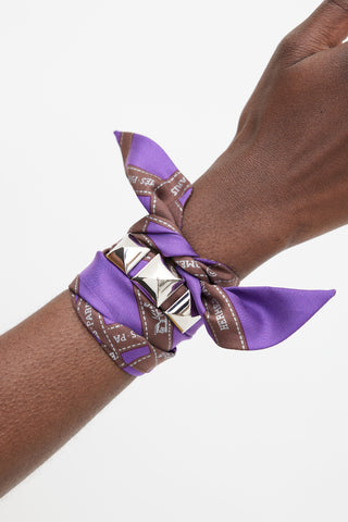 Hermès Purple Silk & Palladium Meldor Bolduc Twilly