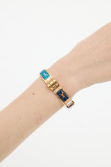 Hermès Gold & Multicolour Charniere Couvertures Enamel Bracelet