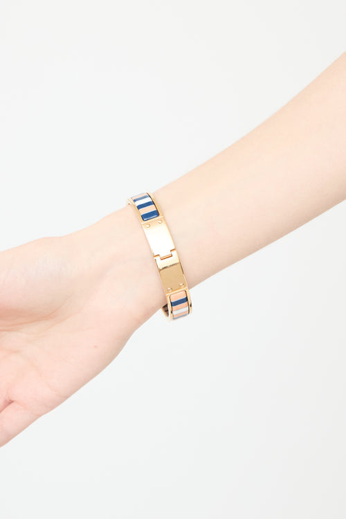 Hermès Gold & Multicolour Charniere Couvertures Enamel Bracelet