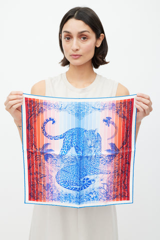 Hermès Blue & Red Jungle Love Rainbow 45 Scarf