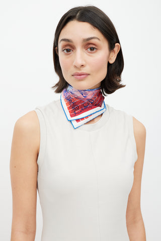 Hermès Blue & Red Jungle Love Rainbow 45 Scarf