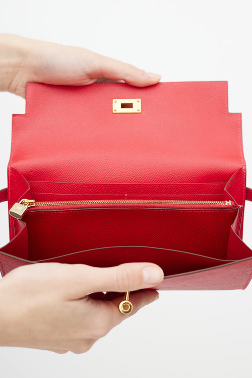 Hermès 2016 Rouge Casaque Epsom & Gold Kelly Wallet