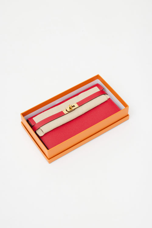 Hermès 2016 Rouge Casaque Epsom & Gold Kelly Wallet
