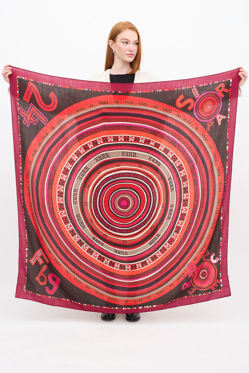 Hermes Red & Multicolour Tohu Bohu Scarf