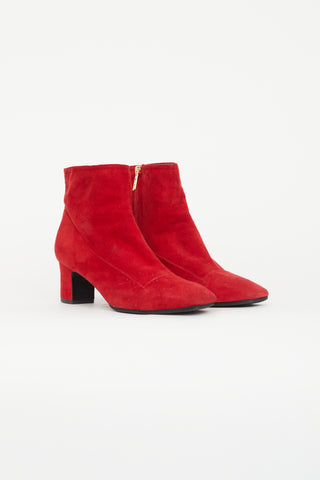 Hermès Red Suede Ankle Boot