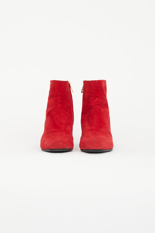 Hermès Red Suede Ankle Boot