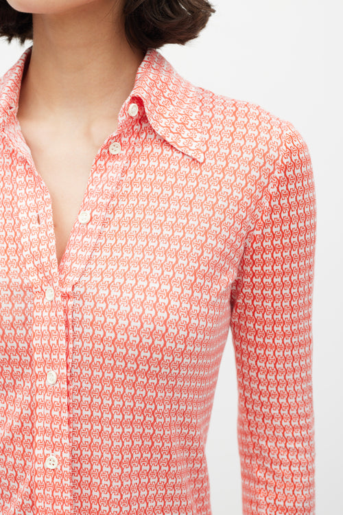 Hermès Red & White Monogram Shirt