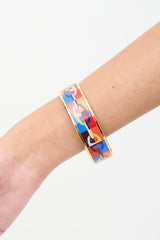 Hermès Red & Multi Enamel Chain D'Ancre Printed Bangle Bracelet