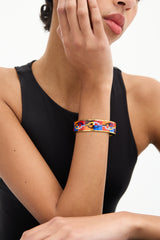 Hermès Red & Multi Enamel Chain D'Ancre Printed Bangle Bracelet