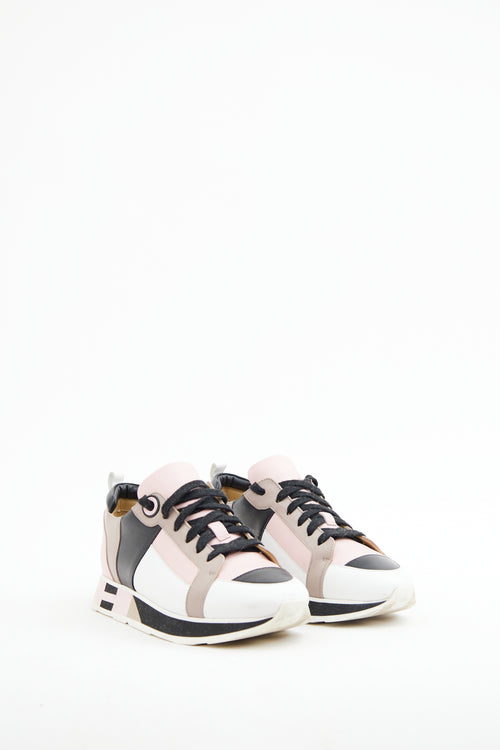 Hermès Rose Aube Leather Rebus Sneaker