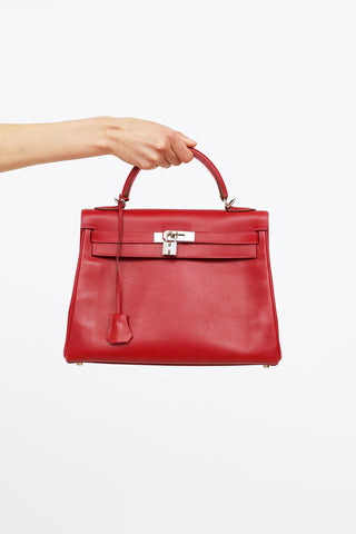 Hermès 2010 Rubis & Rose Tyrien So Flash Tadelakt Kelly 32 Bag