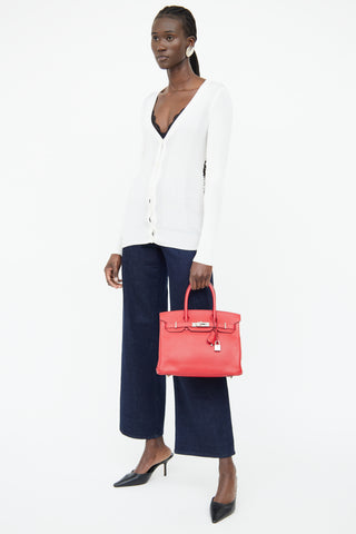 Hermès 2019 Epsom Rouge De Coeur Birkin 30 Bag