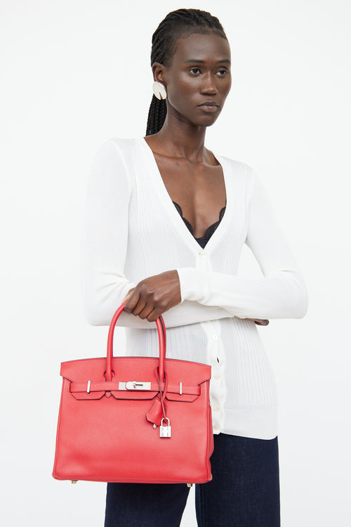 Hermès 2019 Epsom Rouge De Coeur Birkin 30 Bag