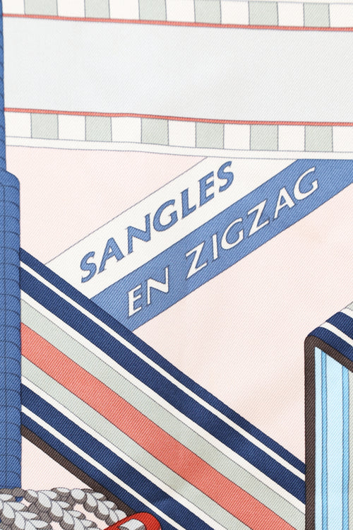 Hermès Pink & Blue Sangles En Zigzag Scarf