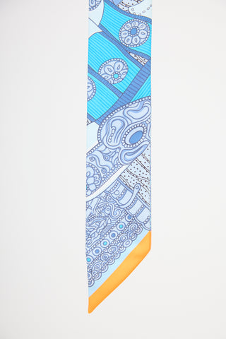 Hermès 2021 Silk Selle de Dignitaire Twilly Scarf