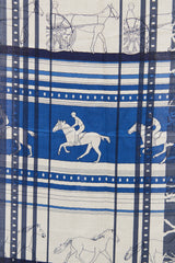 Hermès Cream & Blue Sequences Cashmere Silk Shawl