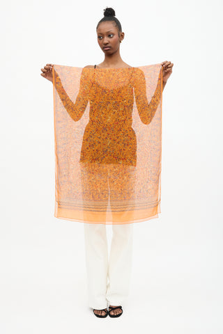 Hermès Silk Chiffon Les Jardins d'Armenie Long Scarf