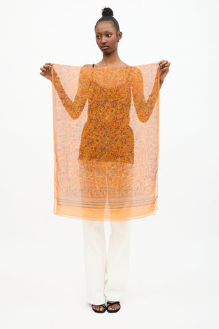 Hermès Silk Chiffon Les Jardins d'Armenie Long Scarf