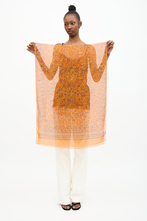 Hermès Silk Chiffon Les Jardins d'Armenie Long Scarf