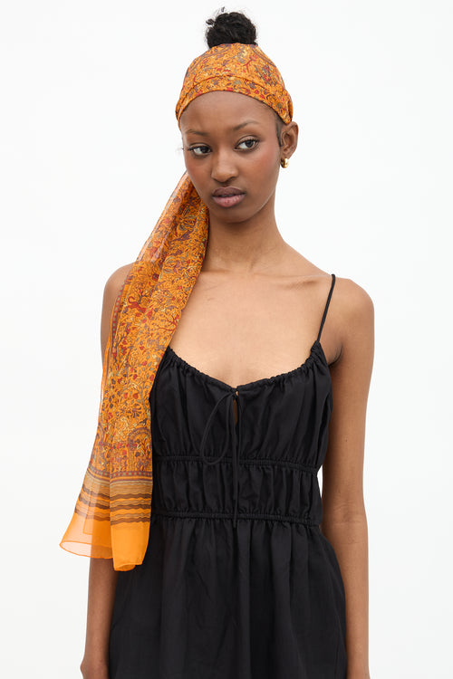 Hermès Silk Chiffon Les Jardins d'Armenie Long Scarf