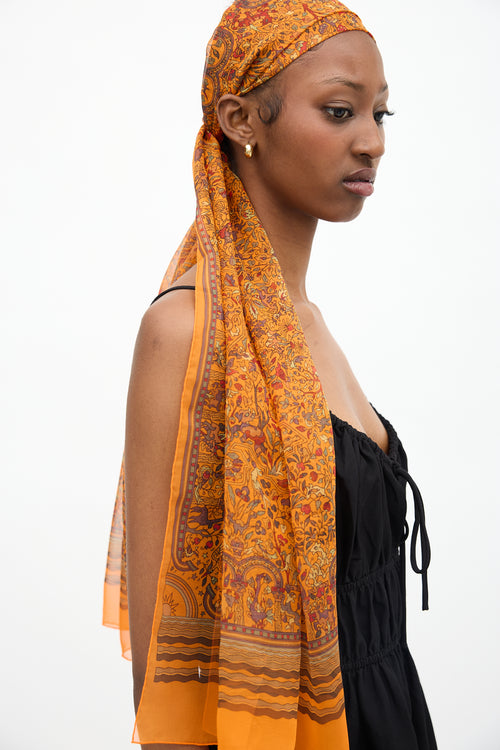 Hermès Silk Chiffon Les Jardins d'Armenie Long Scarf