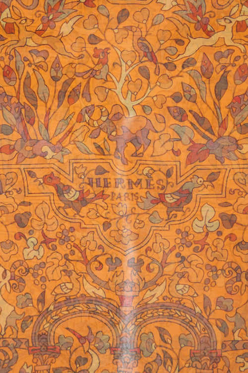 Hermès Silk Chiffon Les Jardins d'Armenie Long Scarf