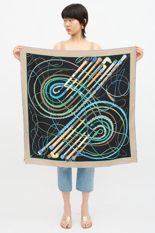 Hermès Silk Fouets et Badines Bandana 90 Scarf