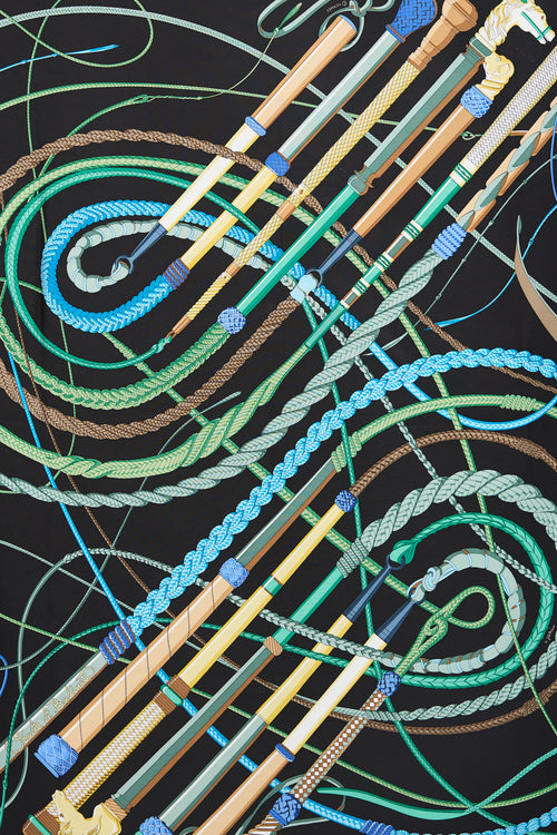 Hermès Silk Fouets et Badines Bandana 90 Scarf