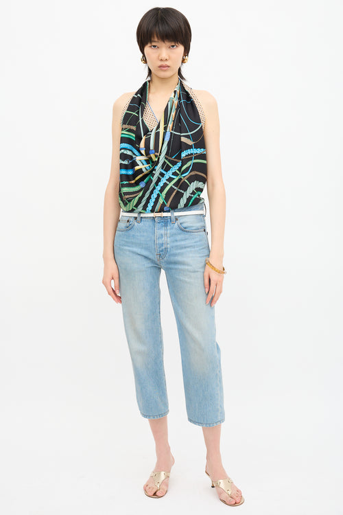 Hermès Silk Fouets et Badines Bandana 90 Scarf