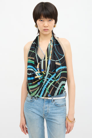 Hermès Silk Fouets et Badines Bandana 90 Scarf