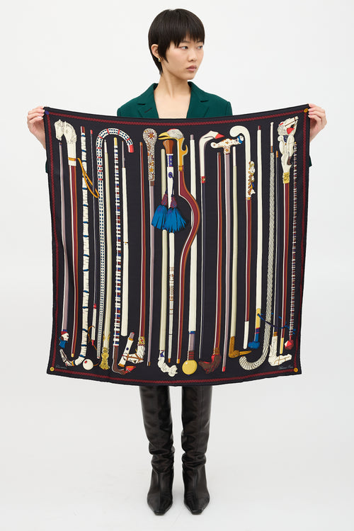 Hermès Silk Les Cannes 90 Scarf