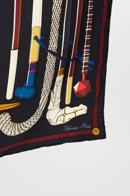 Hermès Silk Les Cannes 90 Scarf