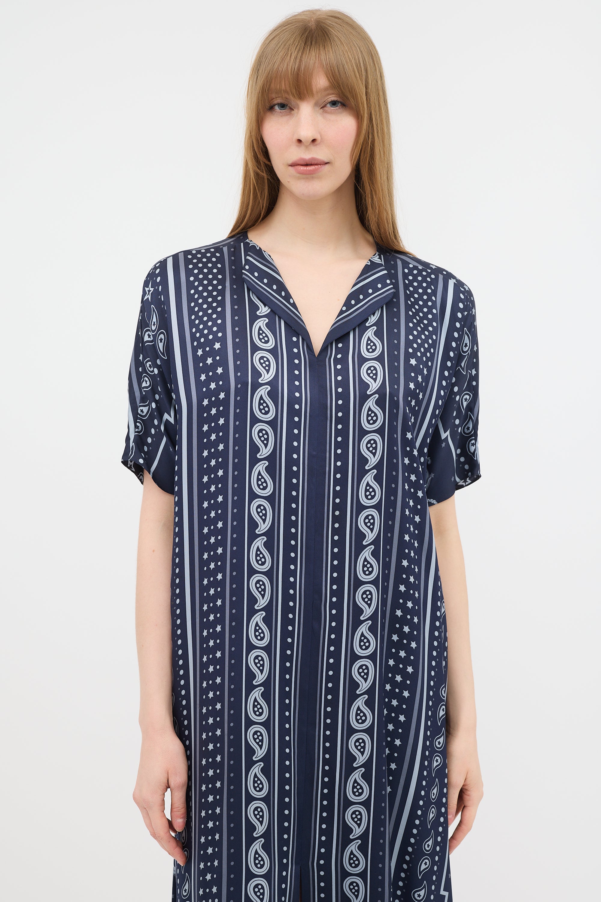 Herms // Silk Printed Tunic Dress VSP Consignment Herms // Silk Printed Tunic Dress VSP Consignment