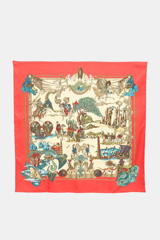 Hermès Silk Au Fil De La Soie 90 Scarf