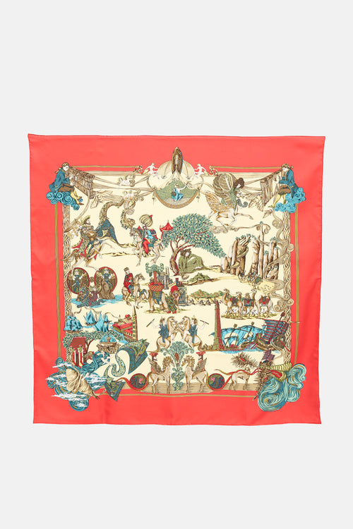 Hermès Silk Au Fil De La Soie 90 Scarf