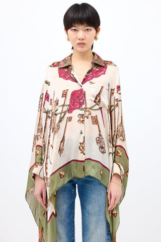 Hermès Silk Les Cles Scarf Shirt