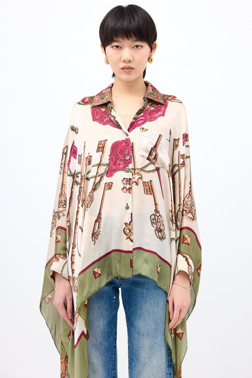 Hermès Silk Les Cles Scarf Shirt