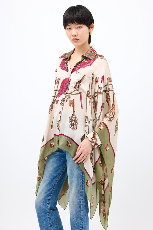 Hermès Silk Les Cles Scarf Shirt