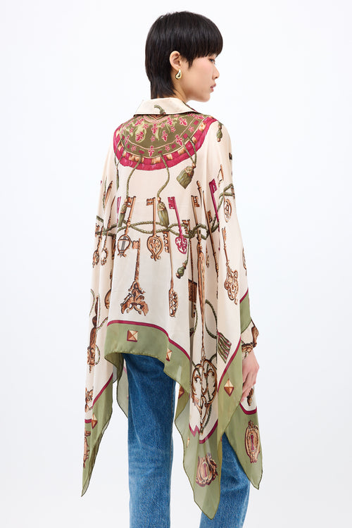 Hermès Silk Les Cles Scarf Shirt
