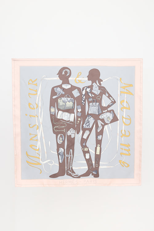 Hermès Silk Monsieur Et Madame 90 Scarf