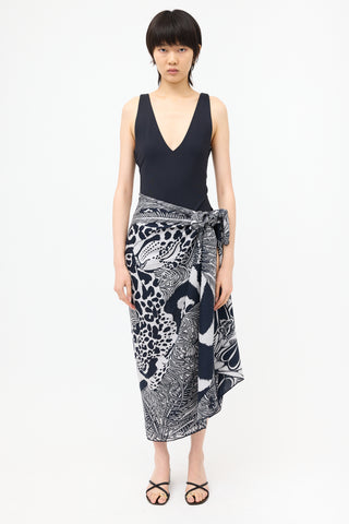 Hermès Silk & Cashmere Jaguar Quetzal 140 Scarf