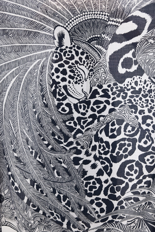 Hermès Silk & Cashmere Jaguar Quetzal 140 Scarf