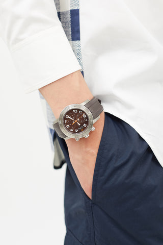 Hermès Silver & Brown Clipper Diver Chronograph CP2.941 Titanium Watch