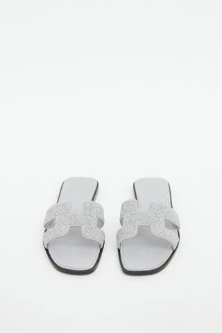 Hermès Silver Glitter Oran Sandal