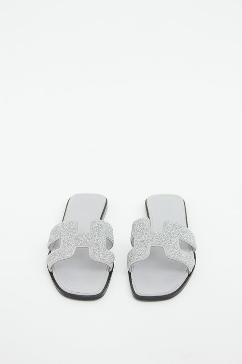 Hermès Silver Glitter Oran Sandal