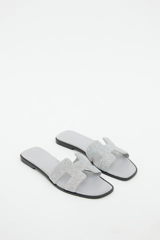 Hermès Silver Glitter Oran Sandal