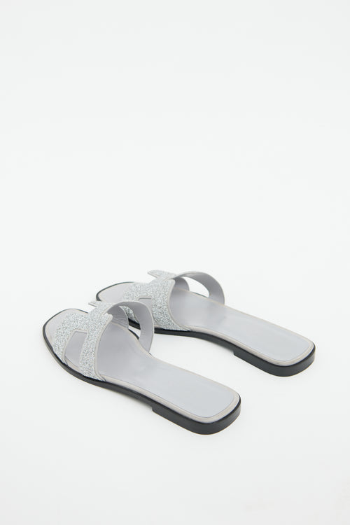 Hermès Silver Glitter Oran Sandal