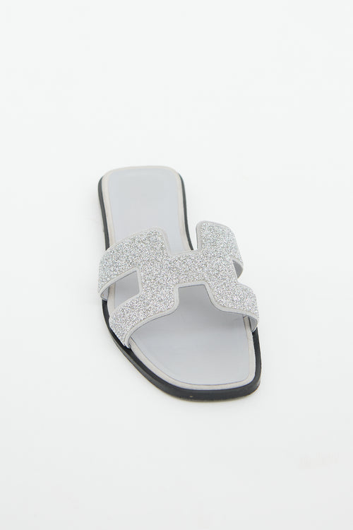 Hermès Silver Glitter Oran Sandal